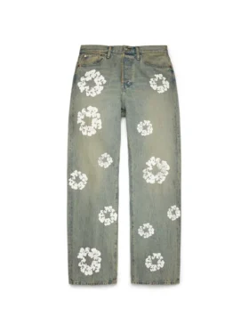 Baggy Cotton Wreath Denim Pant Dirty Wash