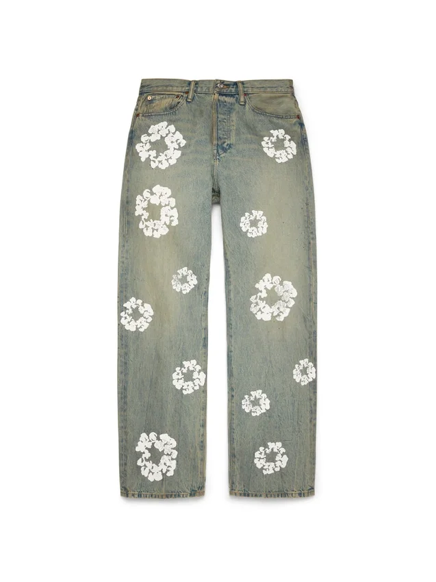 Baggy Cotton Wreath Denim Pant Dirty Wash