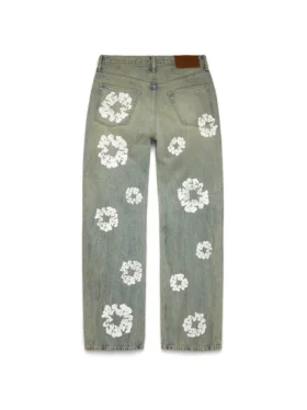 Baggy Cotton Wreath Denim Pant Dirty Wash