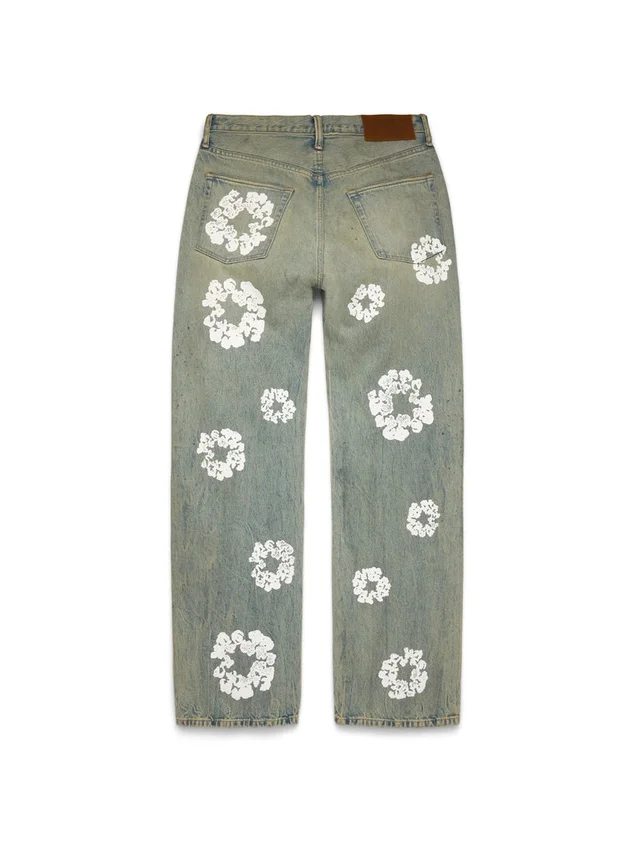 Baggy Cotton Wreath Denim Pant Dirty Wash