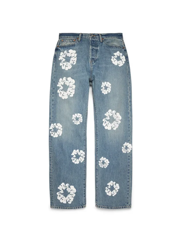 Baggy Cotton Wreath Denim Pant Light Wash
