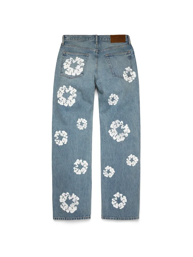 Baggy Cotton Wreath Denim Pant Light Wash