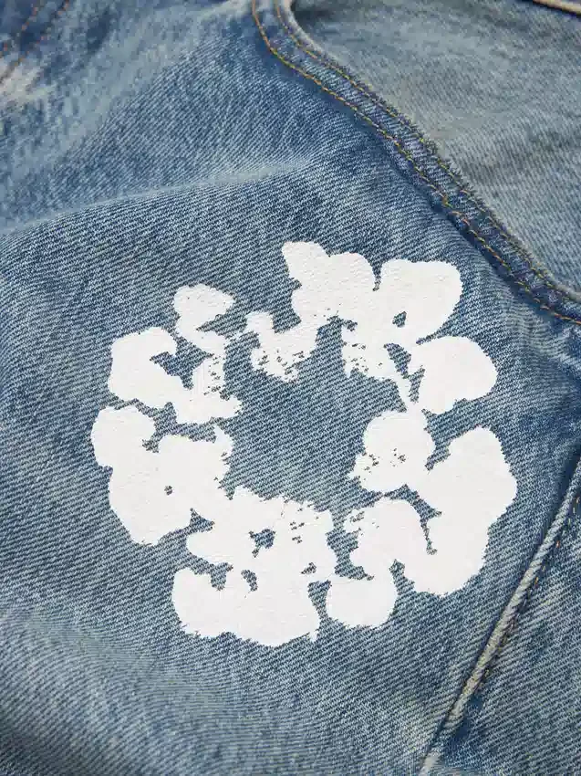 Baggy Cotton Wreath Denim Pant Light Wash