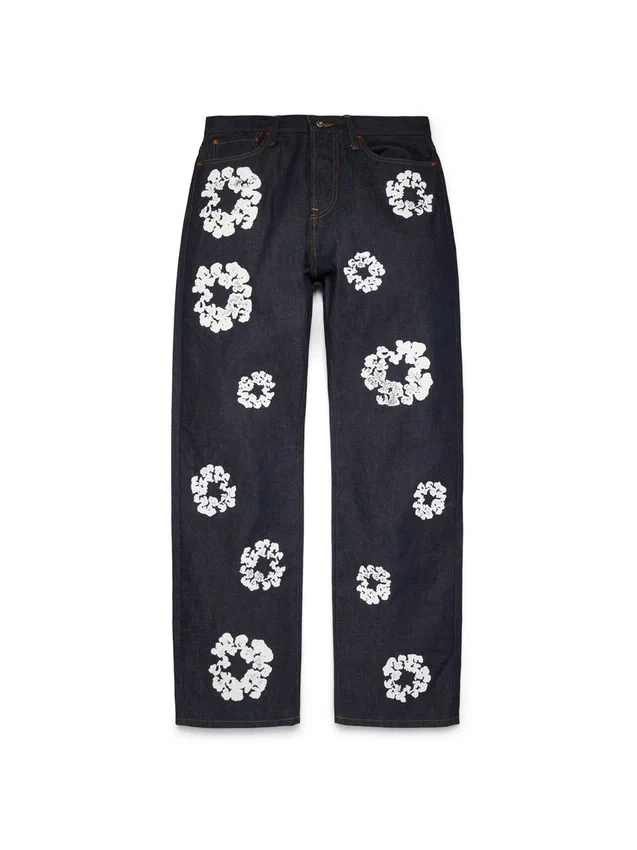 Baggy Cotton Wreath Denim Pant Selvedge