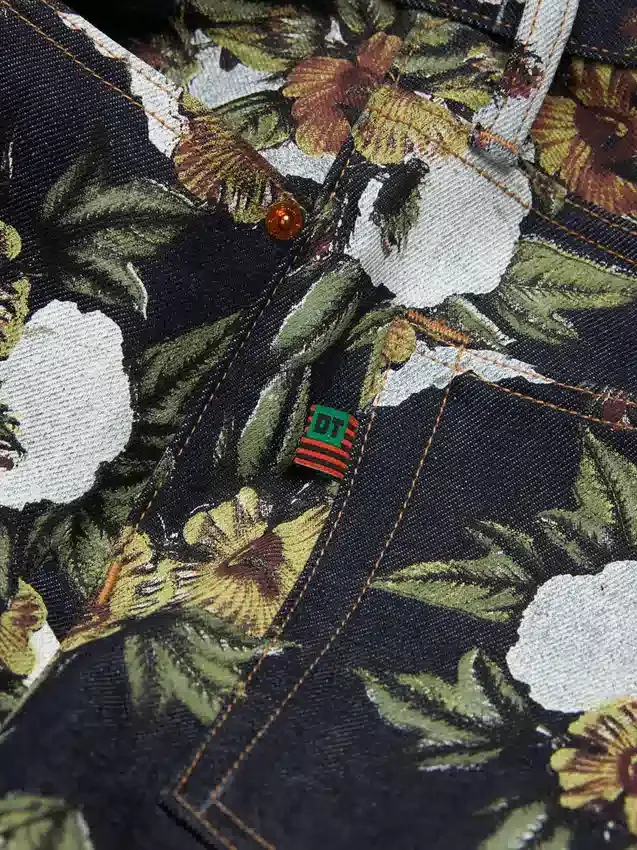 Baggy Floral Denim Pant Selvedge