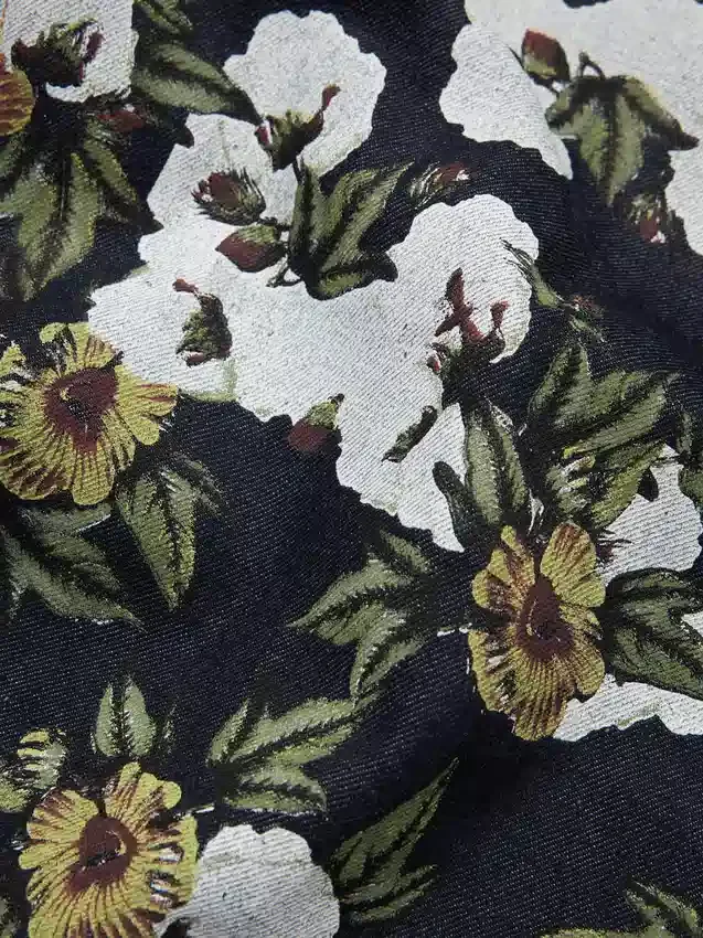 Baggy Floral Denim Pant Selvedge