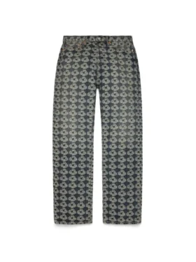 Baggy Jacquard Wreath Denim Pant