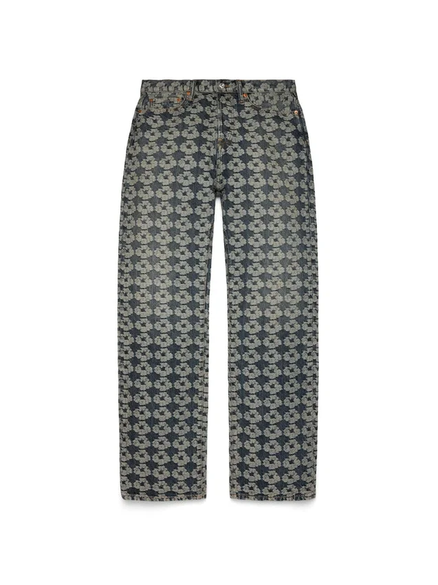 Baggy Jacquard Wreath Denim Pant