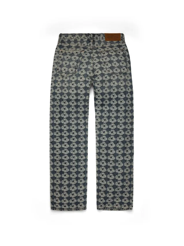 Baggy Jacquard Wreath Denim Pant
