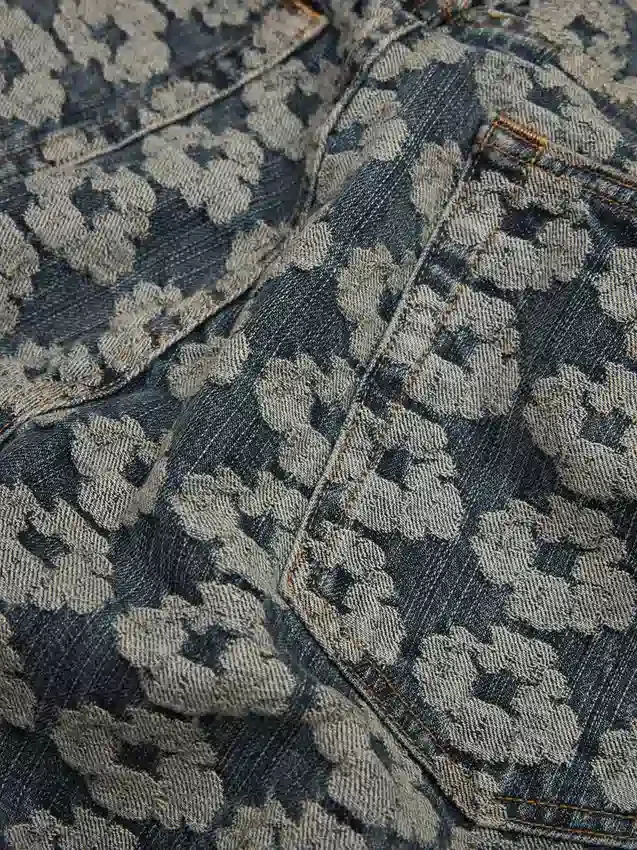 Baggy Jacquard Wreath Denim Pant