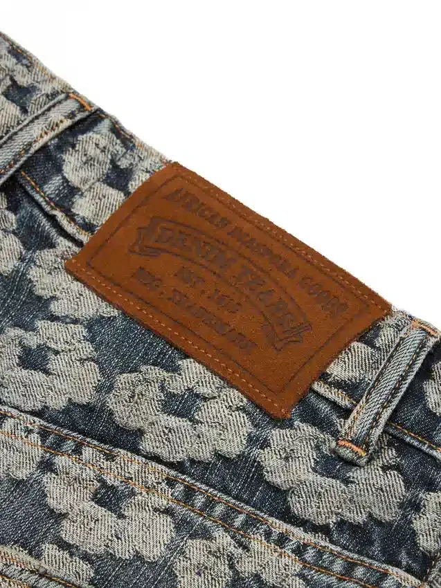 Baggy Jacquard Wreath Denim Pant