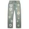 Baggy Studded Cotton Wreath Denim Pant Dirty Wash