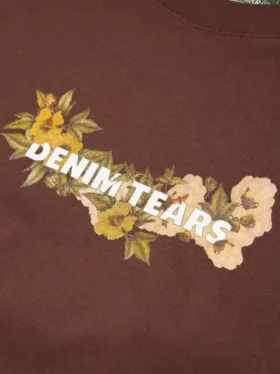 Cotton Floral Logo Tee Brown