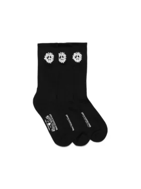 Cotton Peace Wreath 3-Pack Socks Black