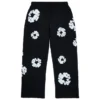 Cotton Wreath Baggy Sweatpants Black