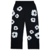 Cotton Wreath Baggy Sweatpants Black