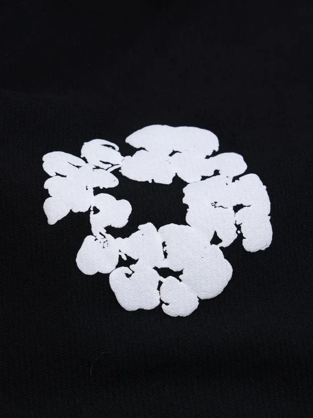 Cotton Wreath Baggy Sweatpants Black
