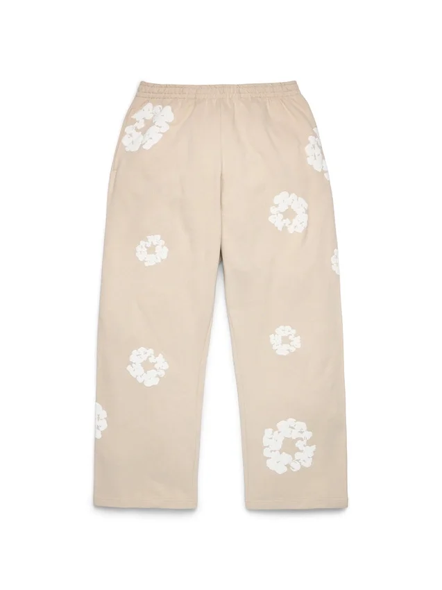 Cotton Wreath Baggy Sweatpants Cream