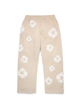 Cotton Wreath Baggy Sweatpants Cream