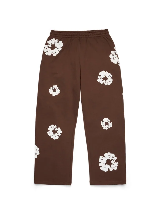 Cotton Wreath Baggy Sweatpants Dark Brown