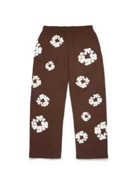 Cotton Wreath Baggy Sweatpants Dark Brown