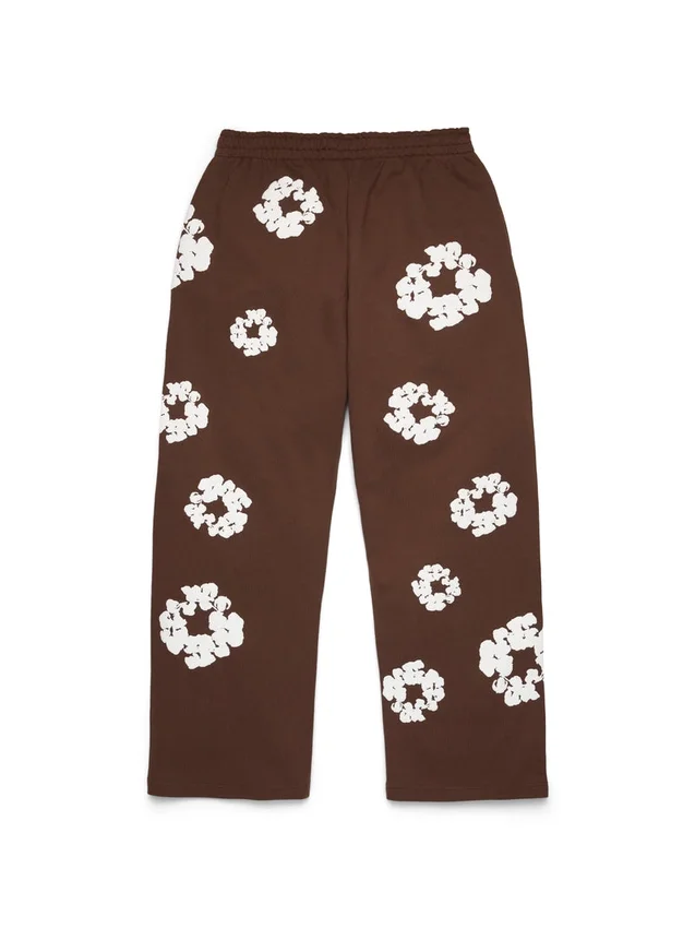 Cotton Wreath Baggy Sweatpants Dark Brown