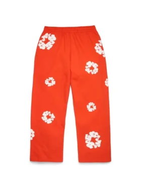 Cotton Wreath Baggy Sweatpants Dark Orange