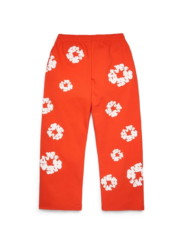 Cotton Wreath Baggy Sweatpants Dark Orange