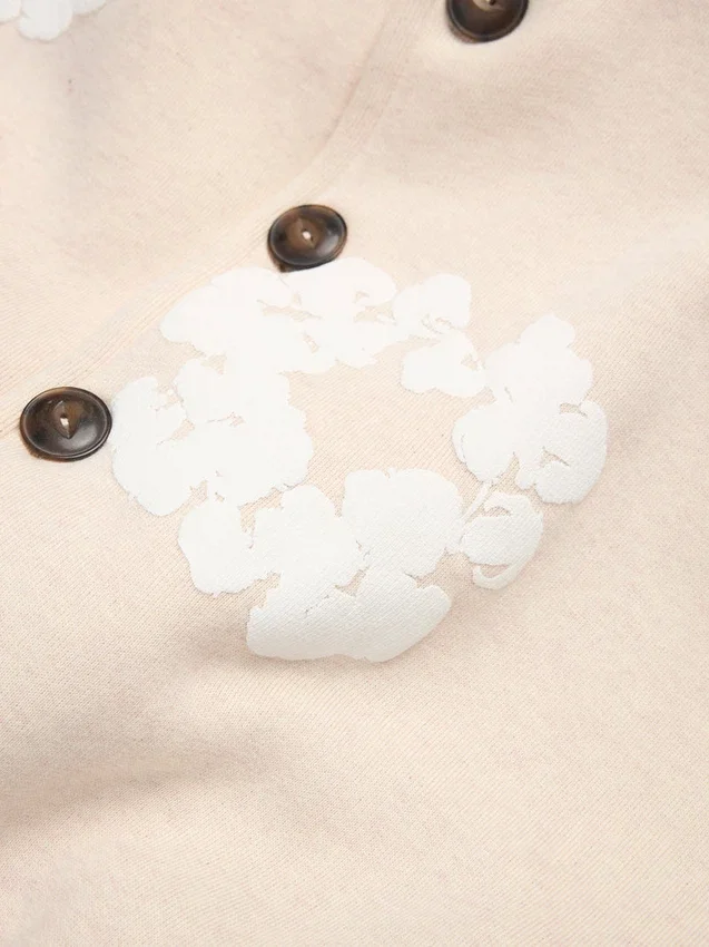 Cotton Wreath Cardigan Hoodie Oatmeal