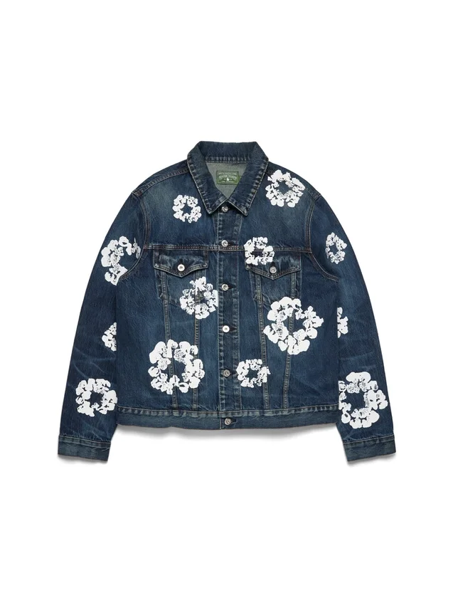 Cotton Wreath Denim Jacket Dark Wash