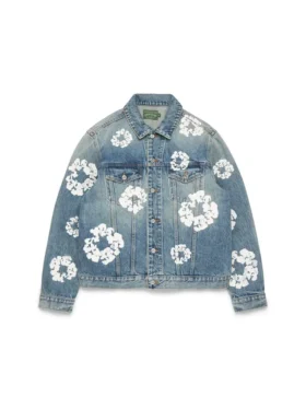 Cotton Wreath Denim Jacket Light Wash