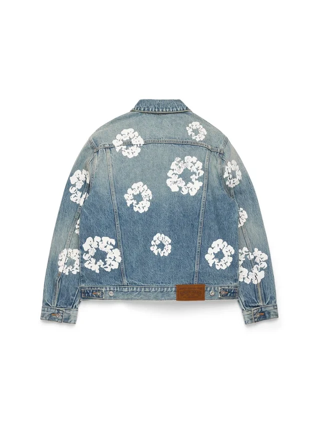Cotton Wreath Denim Jacket Light Wash