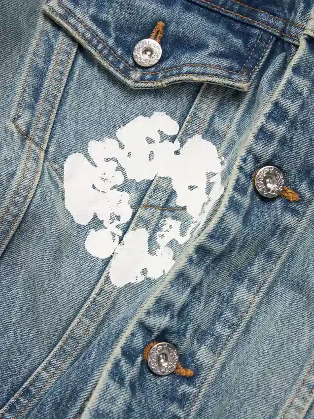 Cotton Wreath Denim Jacket Light Wash