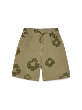 Cotton Wreath Flocked Short Khaki