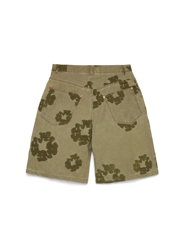 Cotton Wreath Flocked Short Khaki