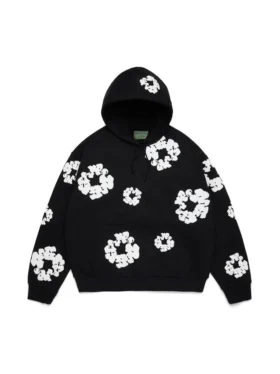 Cotton Wreath Hoodie Black