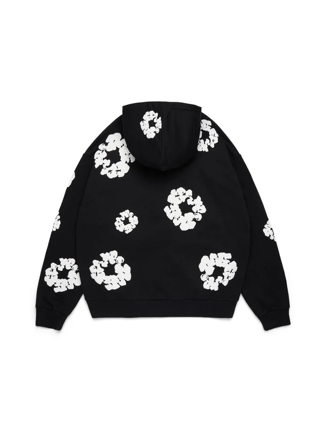 Cotton Wreath Hoodie Black