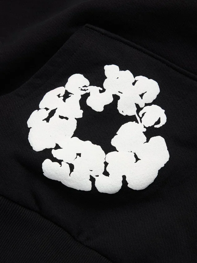 Cotton Wreath Hoodie Black