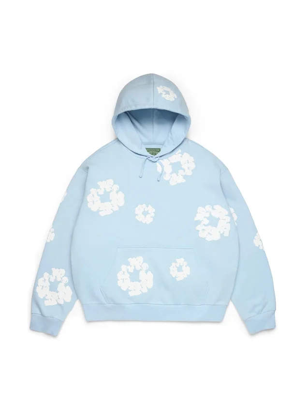 Cotton Wreath Hoodie Powder Blue