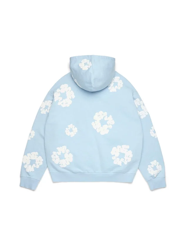 Cotton Wreath Hoodie Powder Blue