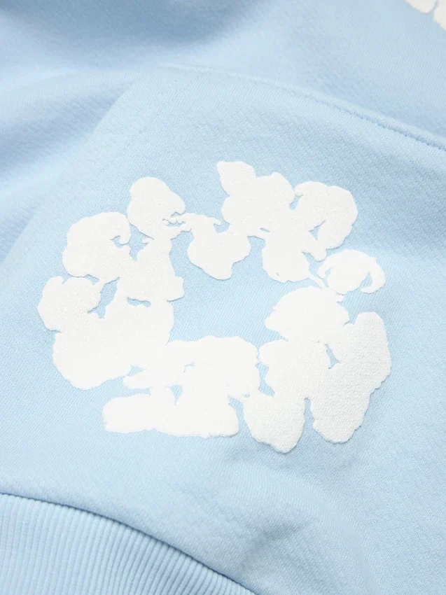 Cotton Wreath Hoodie Powder Blue