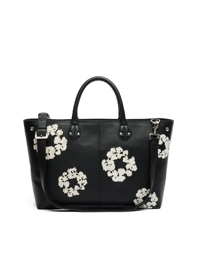 Cotton Wreath Leather Bag Large