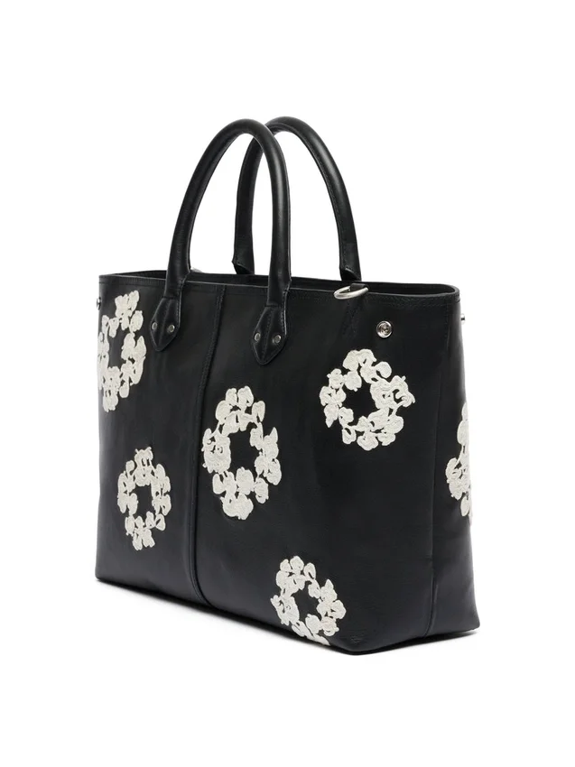 Cotton Wreath Leather Bag Large