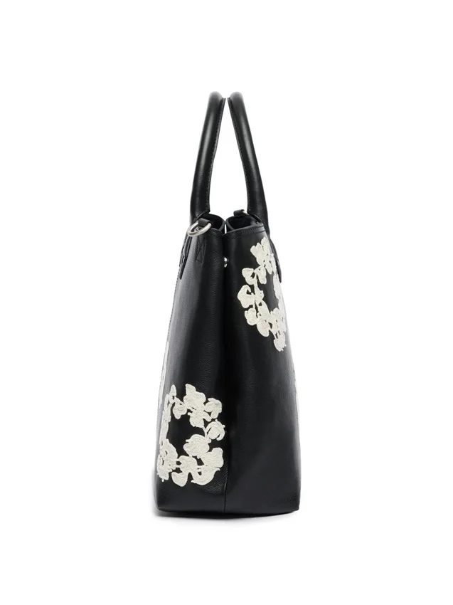 Cotton Wreath Leather Bag Large