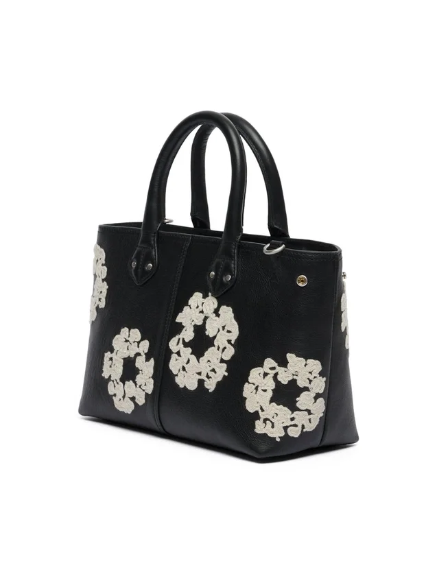 Cotton Wreath Leather Bag Small