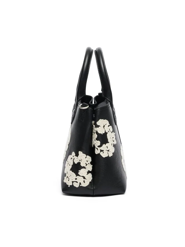 Cotton Wreath Leather Bag Small