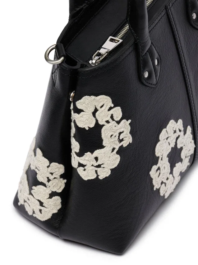 Cotton Wreath Leather Bag Small