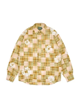 Cotton Wreath Madras Long Sleeve Button Up