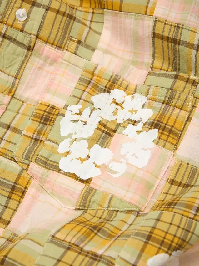 Cotton Wreath Madras Long Sleeve Button Up