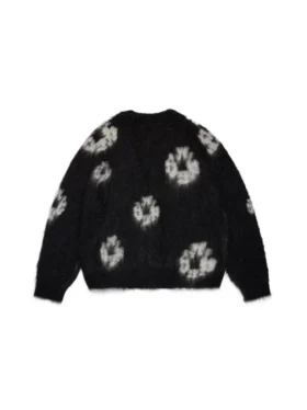 Cotton Wreath Mohair Cardigan Black